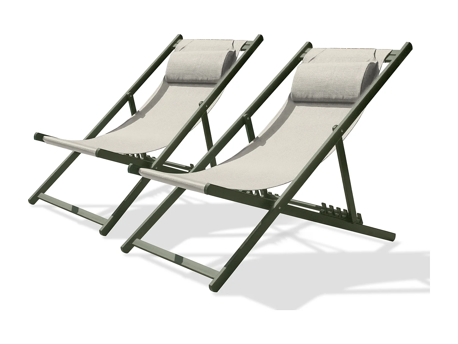 Lotto di 2 sedie a sdraio giardino plastificata e alluminio