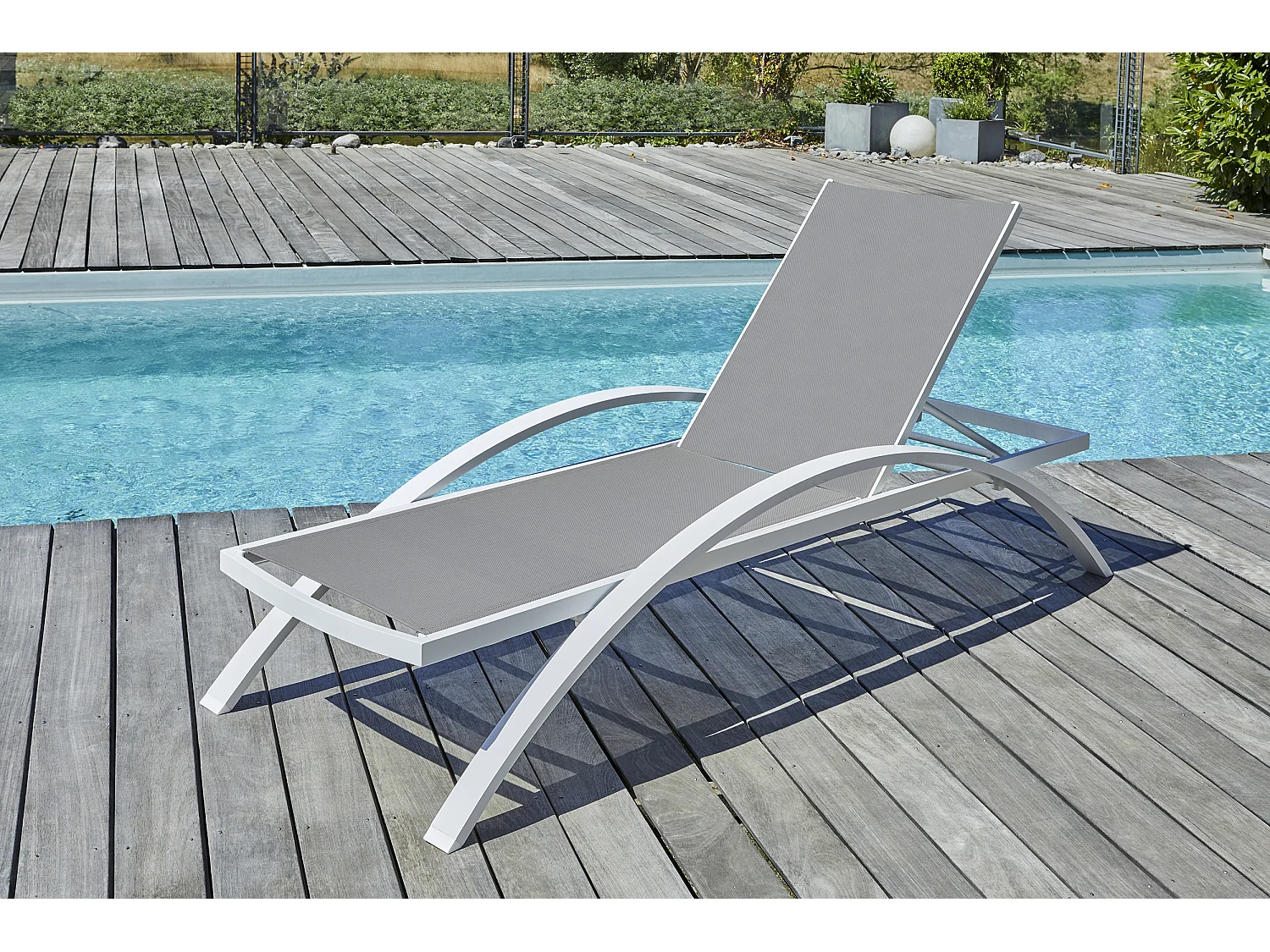 Lot de 2 bains de soleil en toile plastifiée et aluminium - BARCELONA