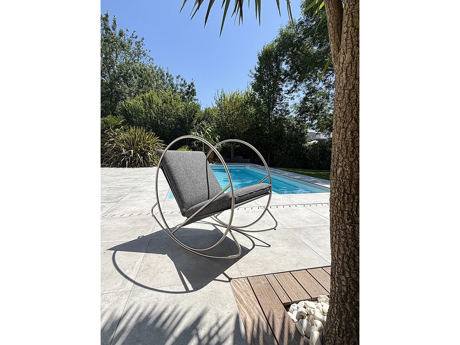 Fauteuil Rocking Chair de Jardin "Caprera" 120cm Gris