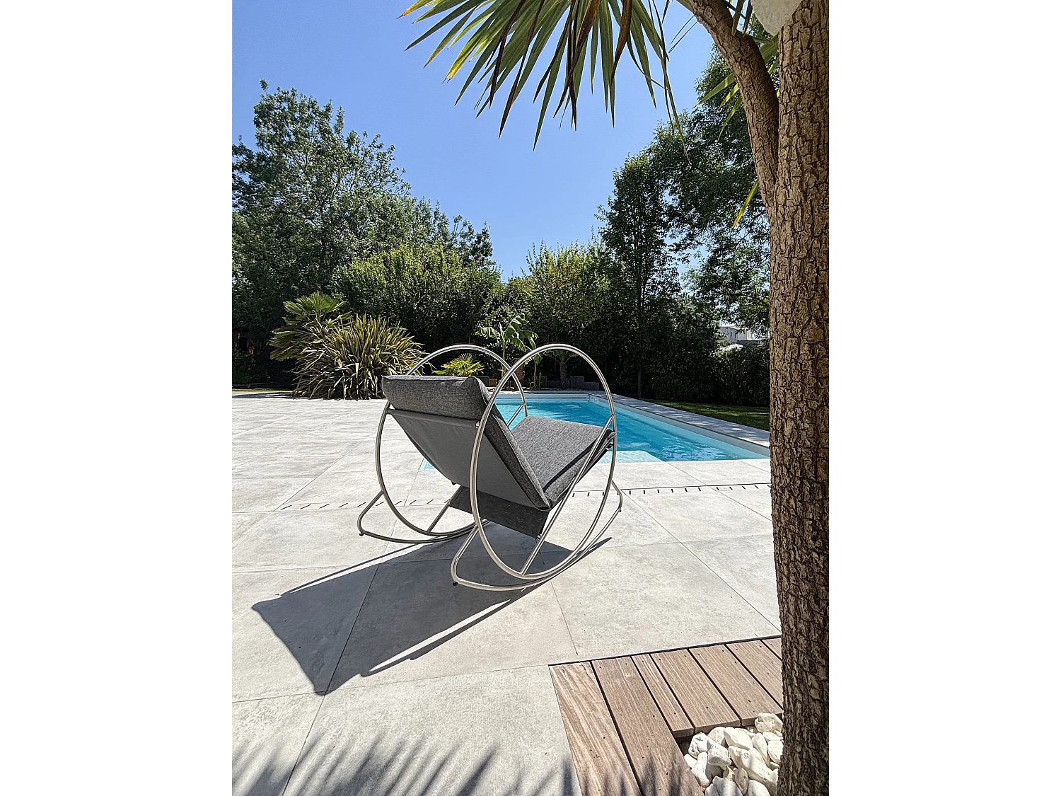 Fauteuil Rocking Chair de Jardin "Caprera" 120cm Gris