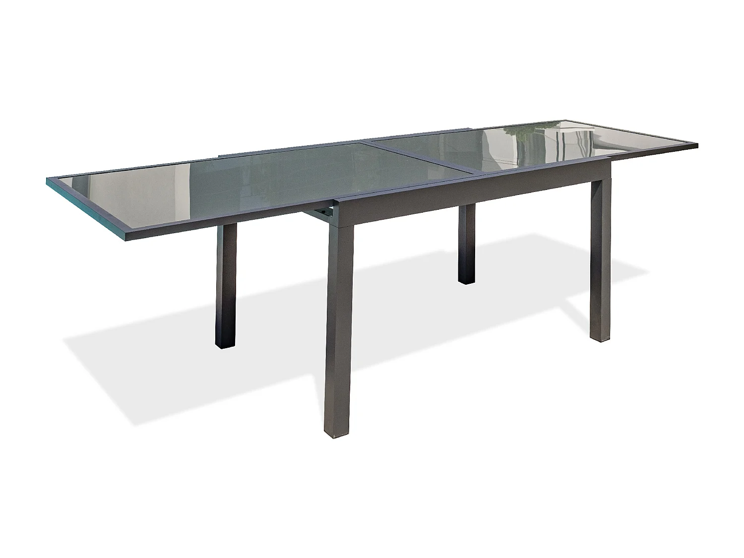 Table de jardin 10 places en aluminium et plateau verre