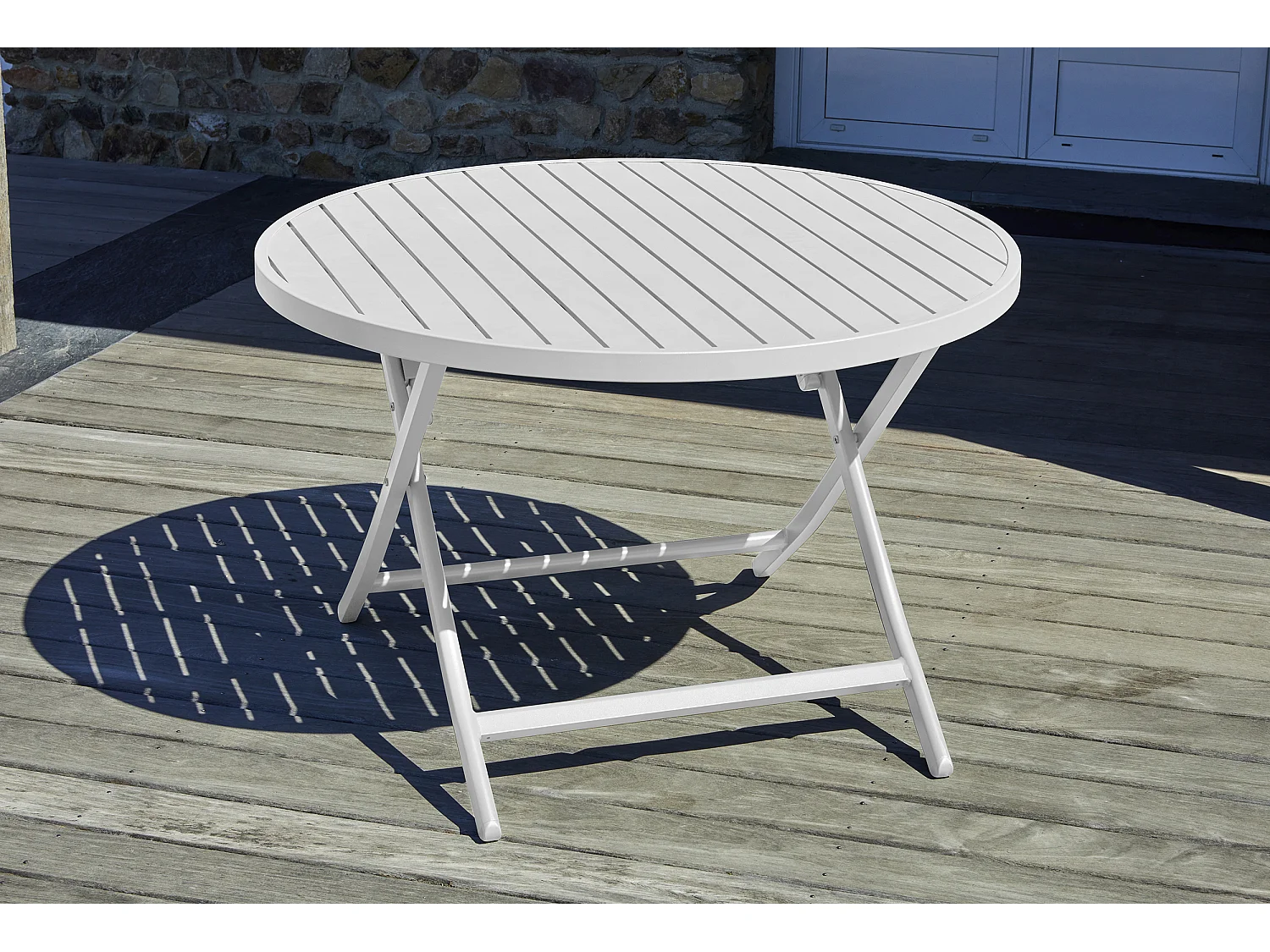 Table de jardin ronde pliante en aluminium