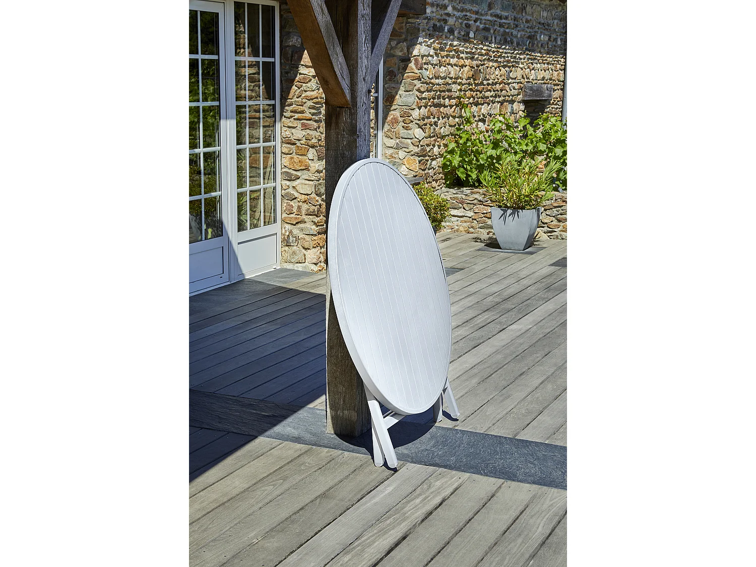 Table de jardin ronde pliante en aluminium