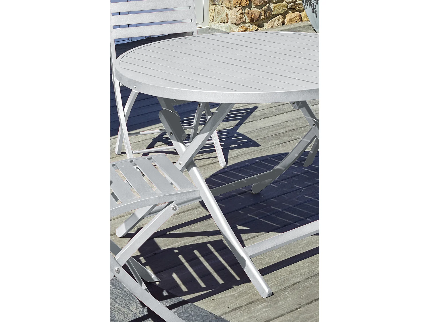 Table de jardin ronde pliante en aluminium