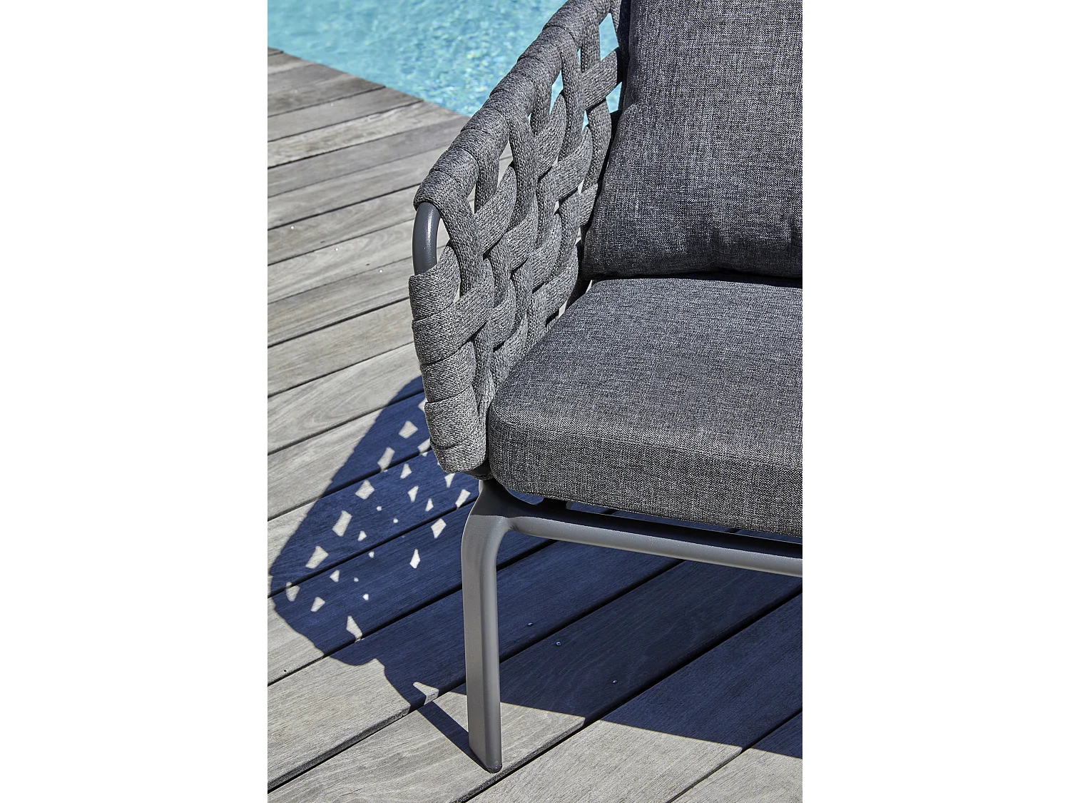 Salón de jardín 4 plazas de cuerda tejida y aluminio