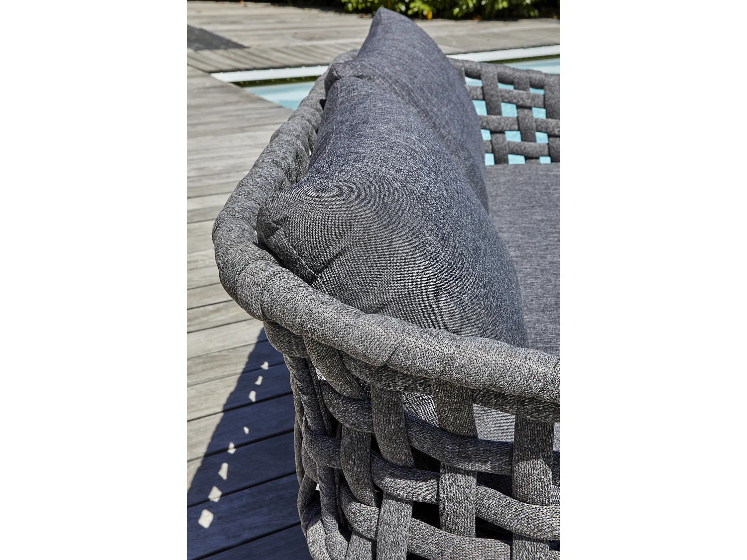 Salón de jardín 4 plazas de cuerda tejida y aluminio