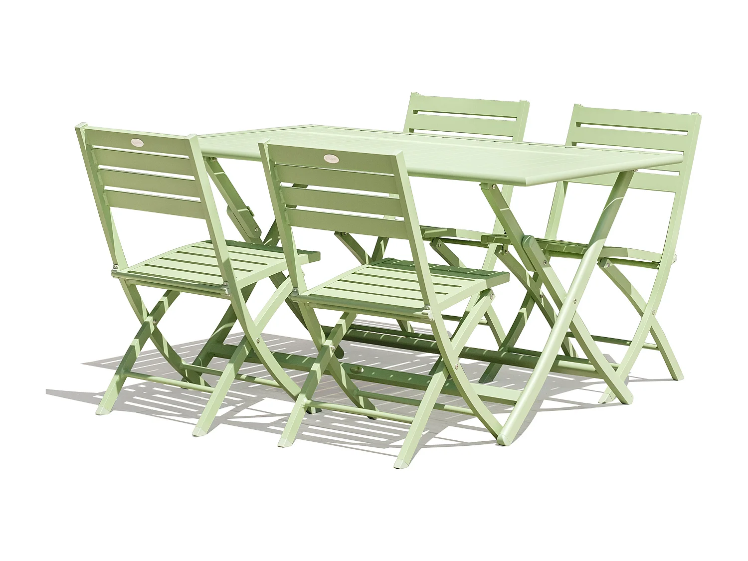 Ensemble repas de jardin 4 places en aluminium vert lagune