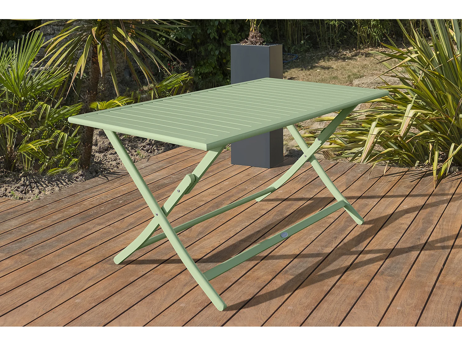 Ensemble repas de jardin 4 places en aluminium vert lagune