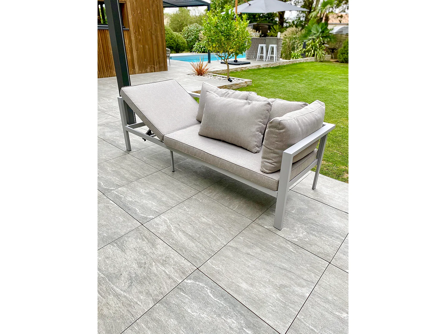 Conjunto de comedor de jardín 9 plazas de aluminio