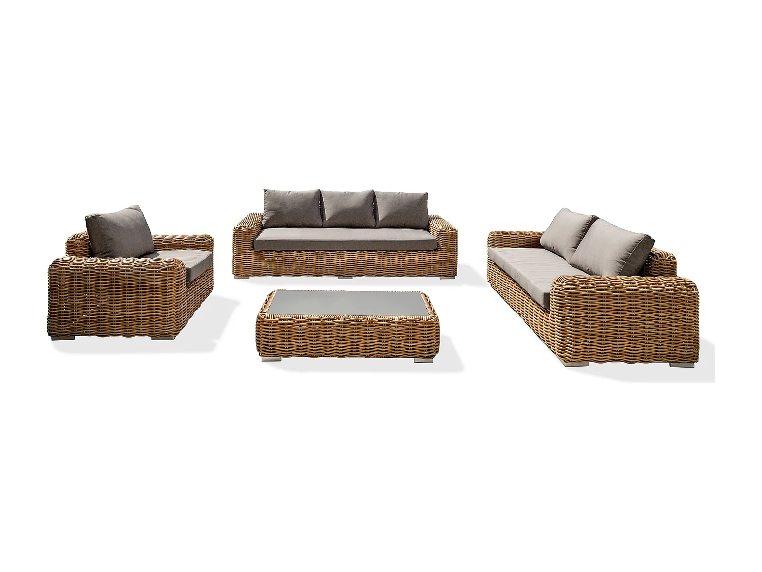 6-Sitzer-Gartenmöbel ausem Kunstharzgeflecht