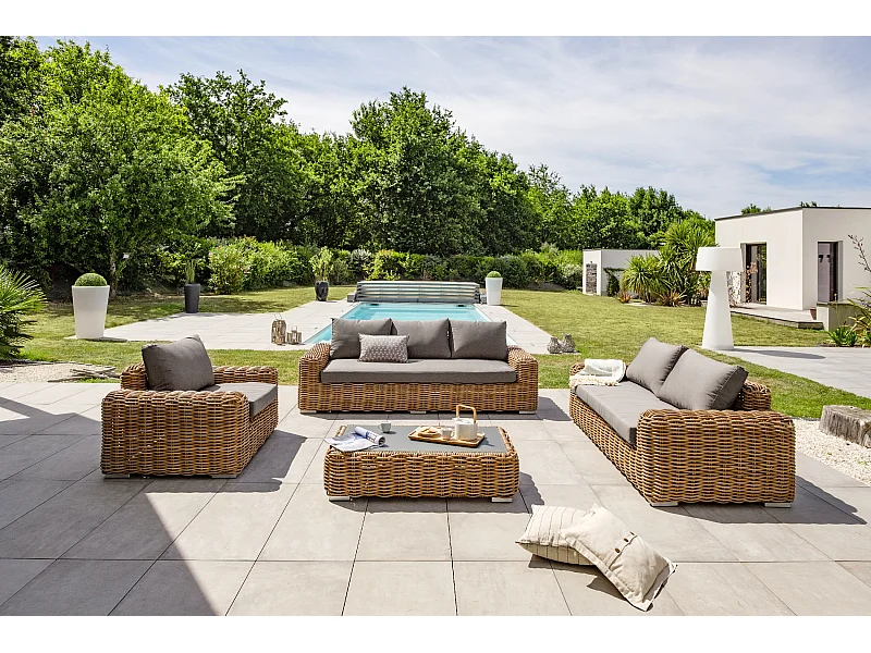 6-Sitzer-Gartenmöbel ausem Kunstharzgeflecht