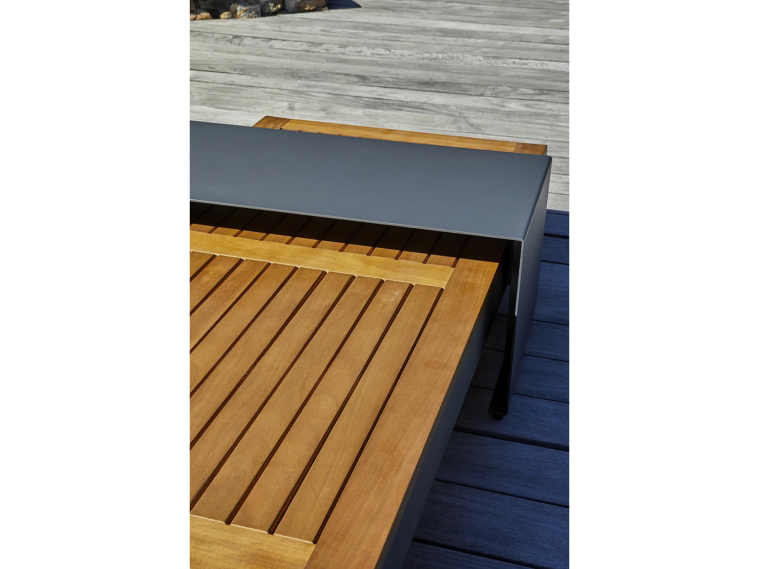 Salón de jardín de esquina 6 pl madera acacia y aluminio