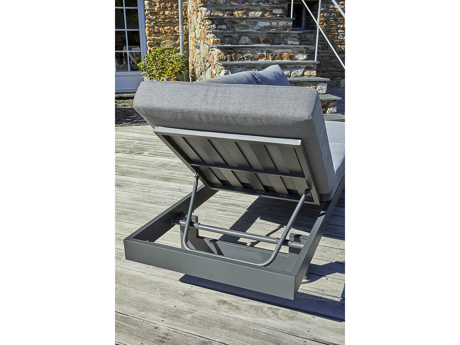 Salón de jardín de esquina 6 pl madera acacia y aluminio