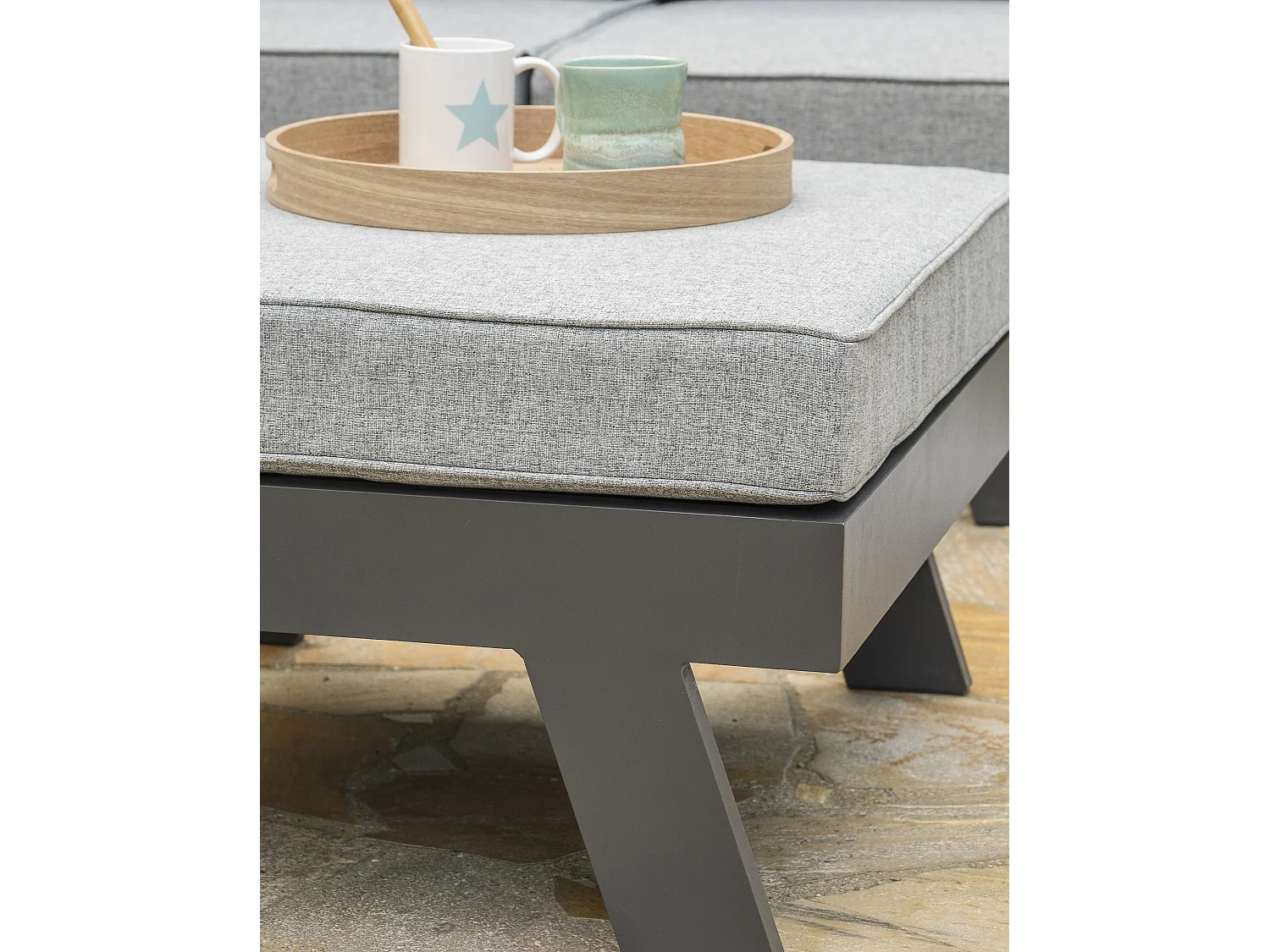 Salon d'angle de jardin 6 places en aluminium  - NEWYORK