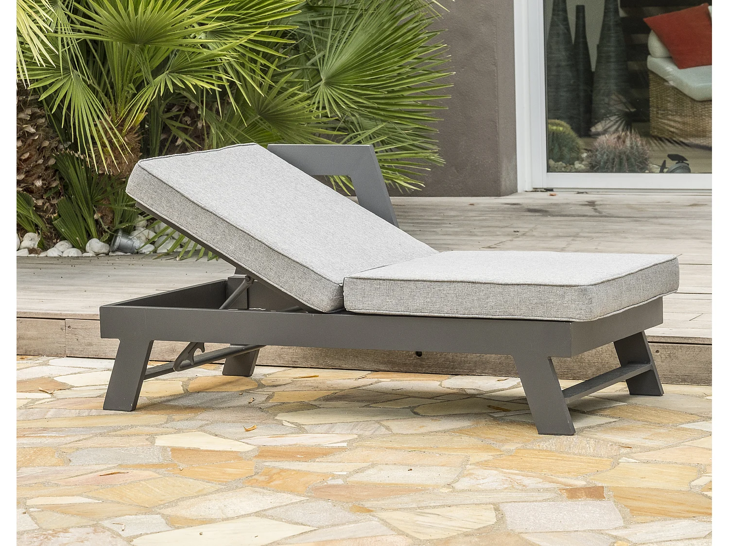 Salon d'angle de jardin 6 places en aluminium  - NEWYORK