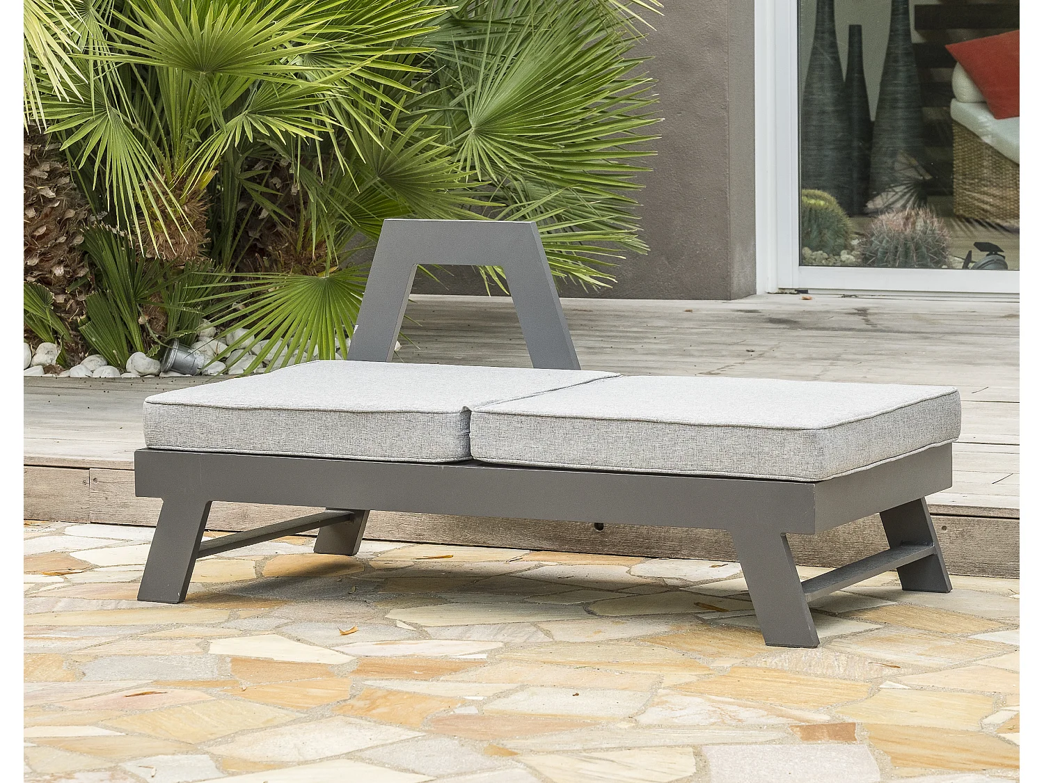 Salon d'angle de jardin 6 places en aluminium  - NEWYORK