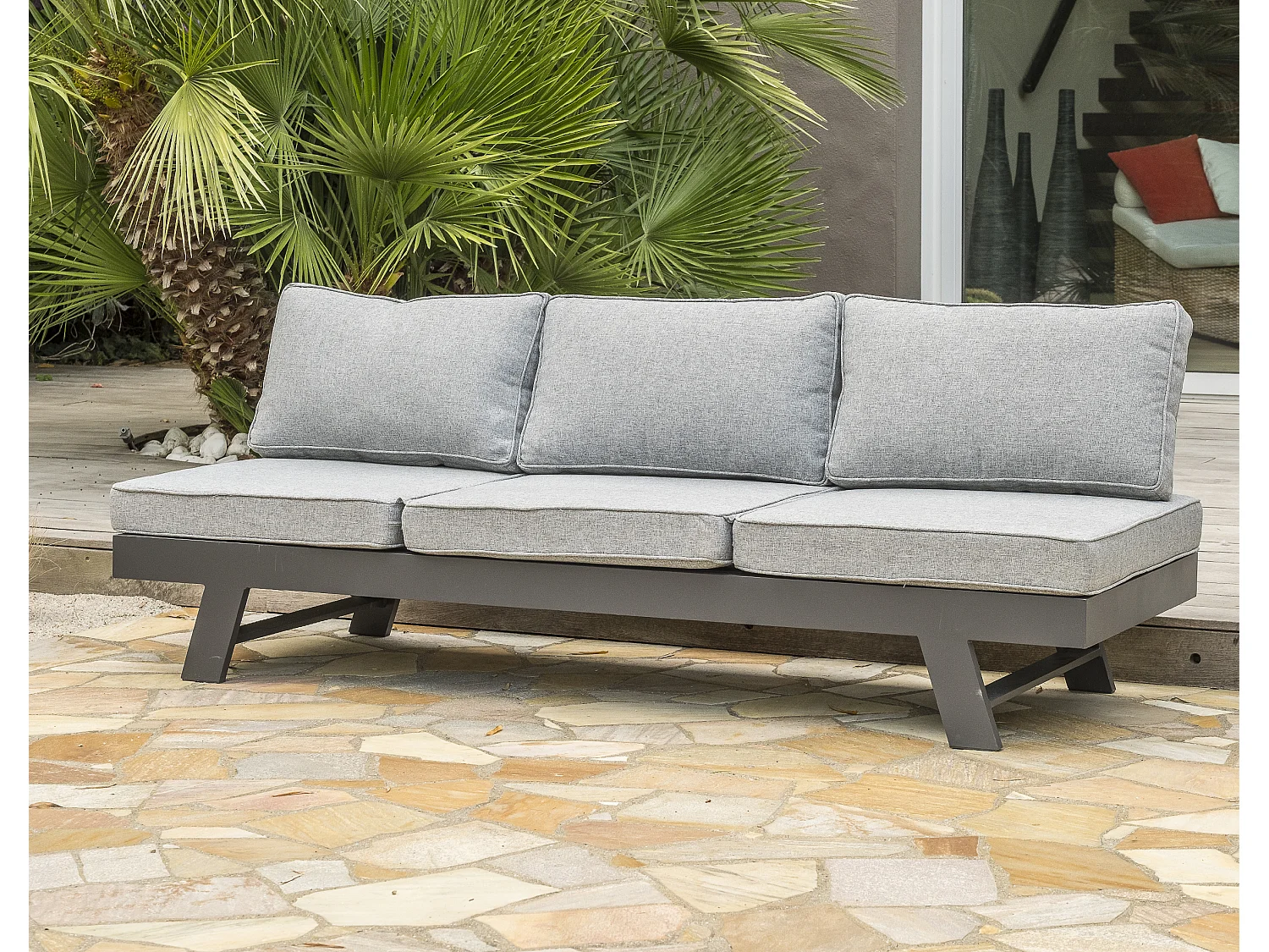 Salon d'angle de jardin 6 places en aluminium  - NEWYORK