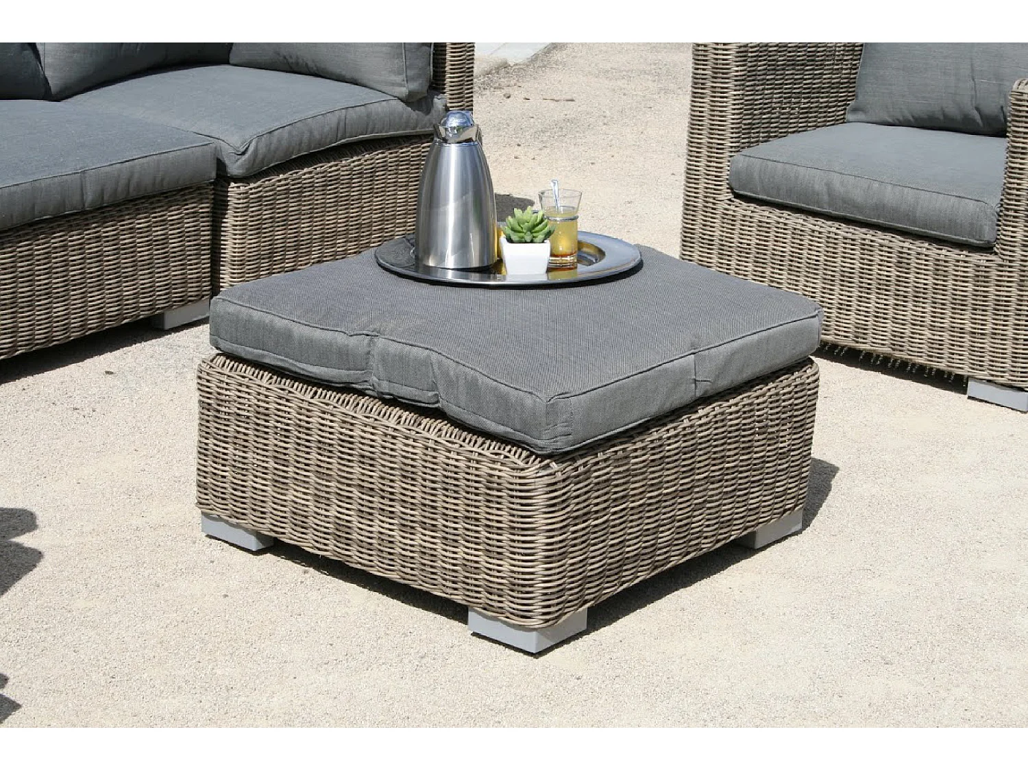 6-Sitzer-Gartenmöbel, Kunstharzgeflecht, honig