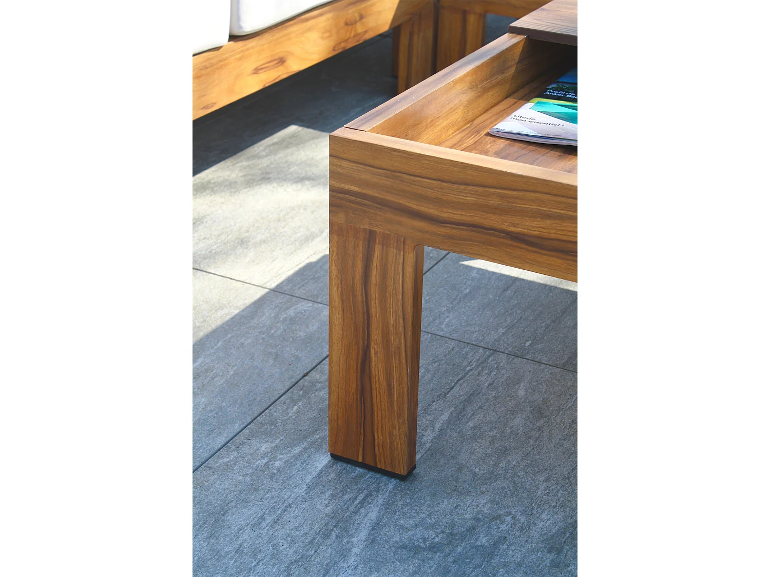 5-Sitzer-Eckgartenmöbel, Aluminium, Holzeffekt