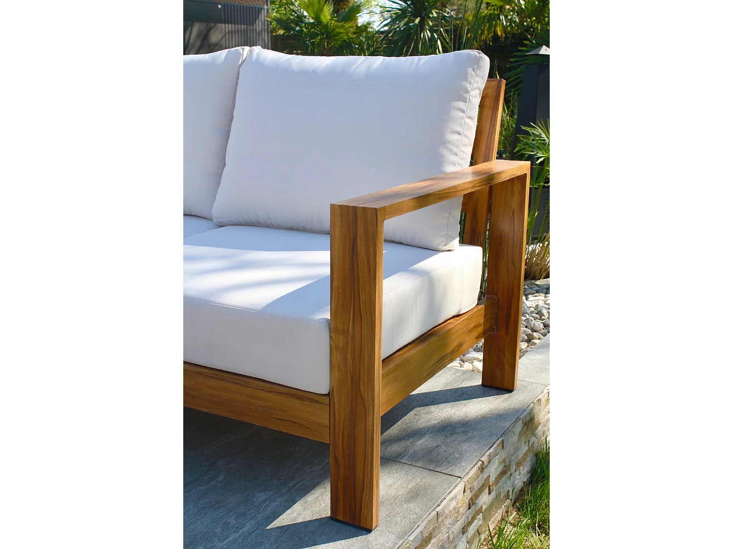 5-Sitzer-Eckgartenmöbel, Aluminium, Holzeffekt