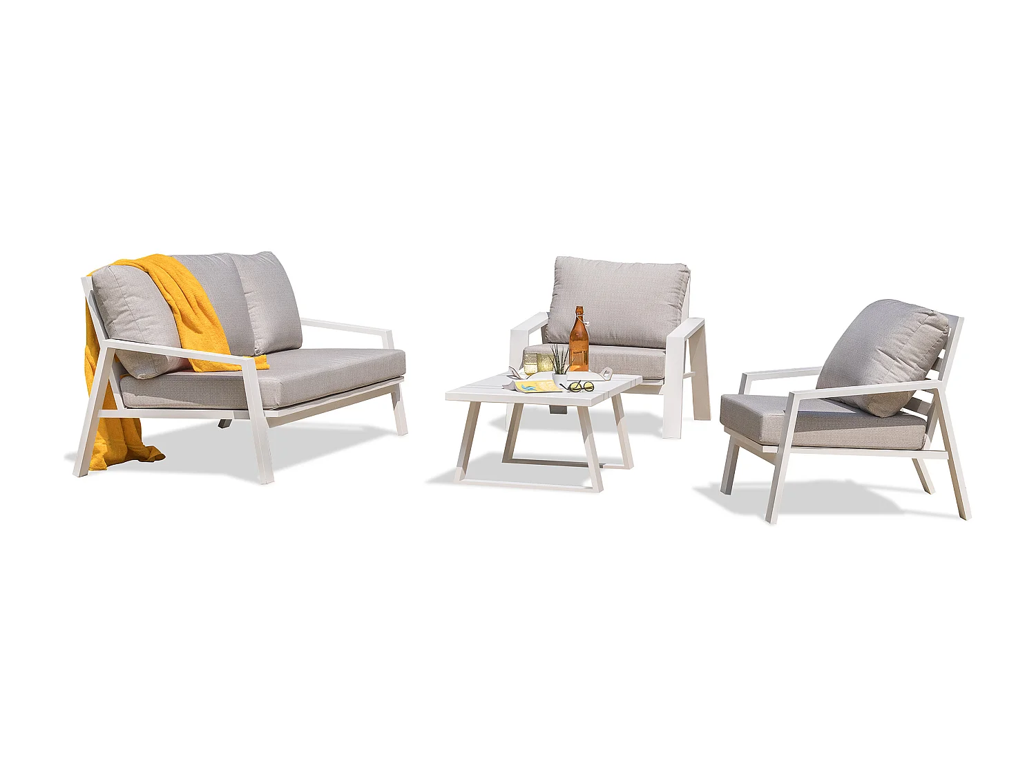 Salon de jardin 5 places en aluminium