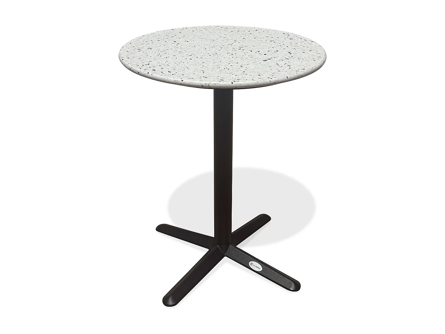Table ronde de jardin en acier et plateau terrazzo