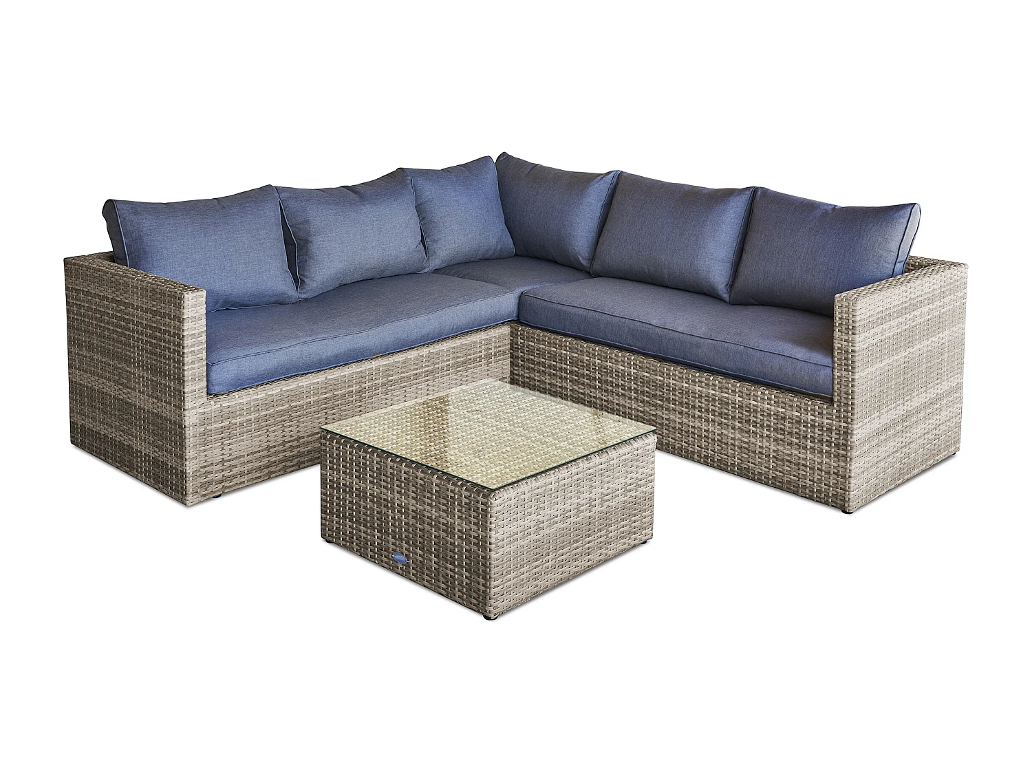 5-Sitzer-Gartenmöbel, Kunstharzgeflecht, honig