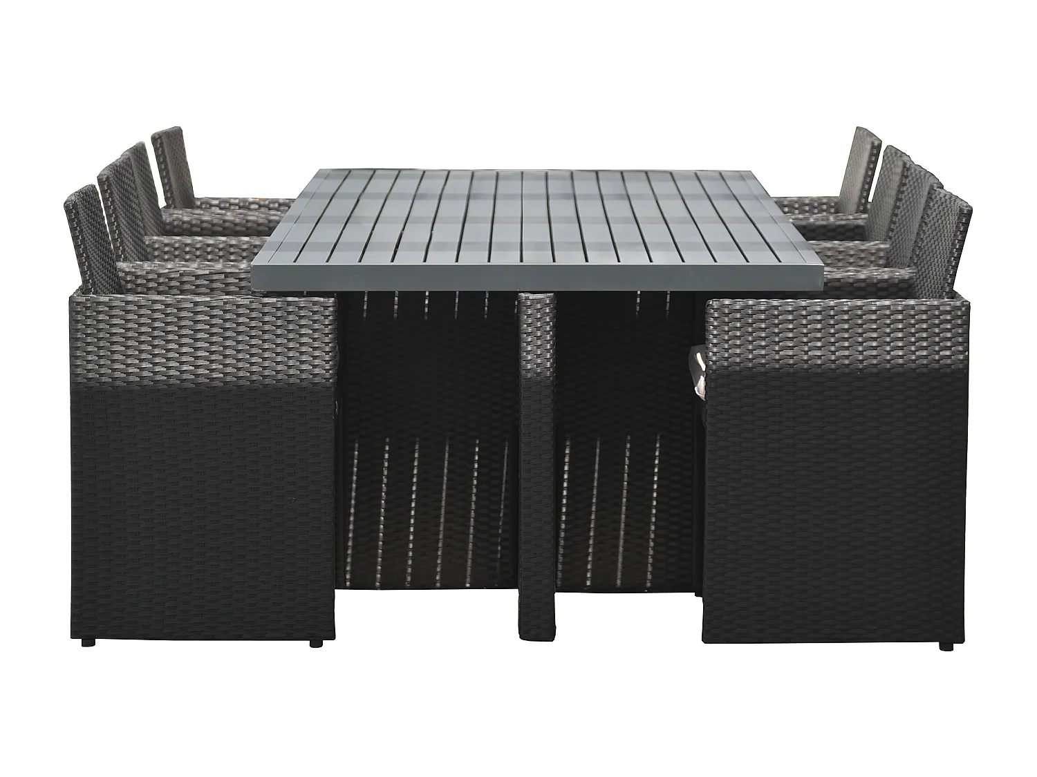 Ensemble repas encastrable 8 places résine tresséee