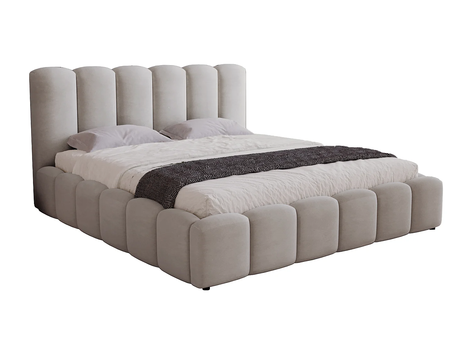 Polsterbett mit Bettkasten 140x200 Florent - Samtstoff, Lattenrost - Hellgrau (Magic Velvet 2218)