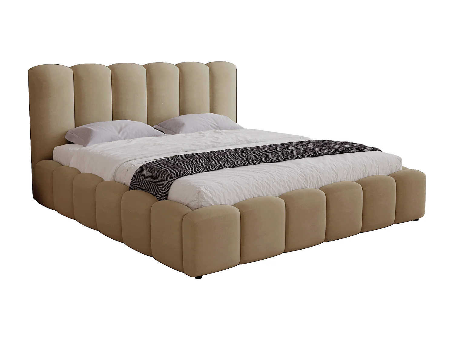 Polsterbett mit Bettkasten 180x200 Florent - Samtstoff, Metall-Lattenrost - Braun (Magic Velvet 2206)