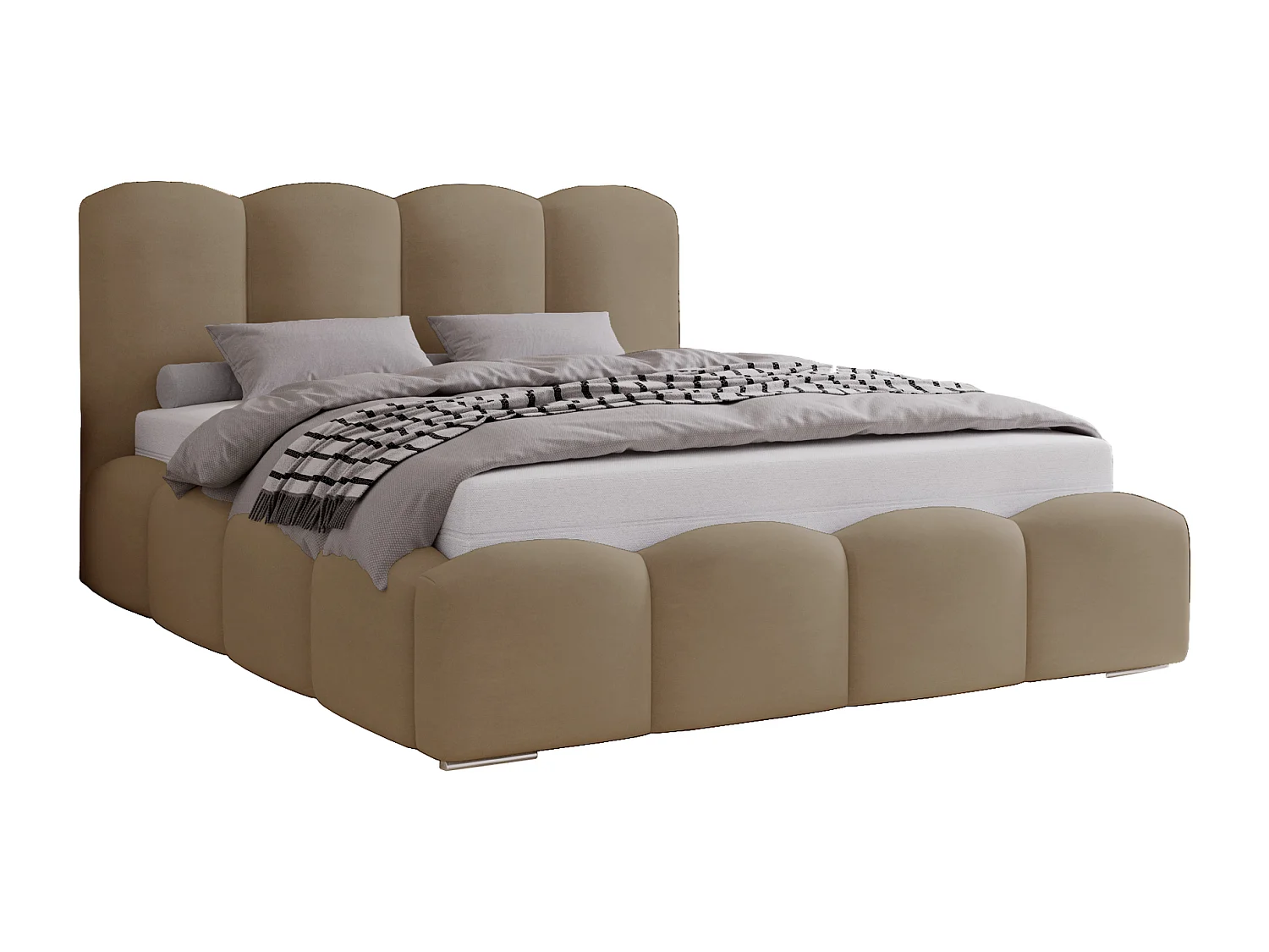 Lit adulte 200x200 Zenna - coffre de rangement, sommier - velours, Brun (Magic Velvet 2206)
