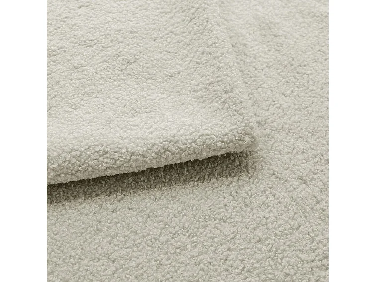 Lit adulte bouclé 180x200 Zenna - coffre de rangement, sommier métallique - Crème (Lambi 1)