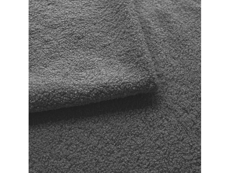 Lit adulte bouclé 180x200 Zenna - coffre de rangement, sommier - Gris (Lambi 12)