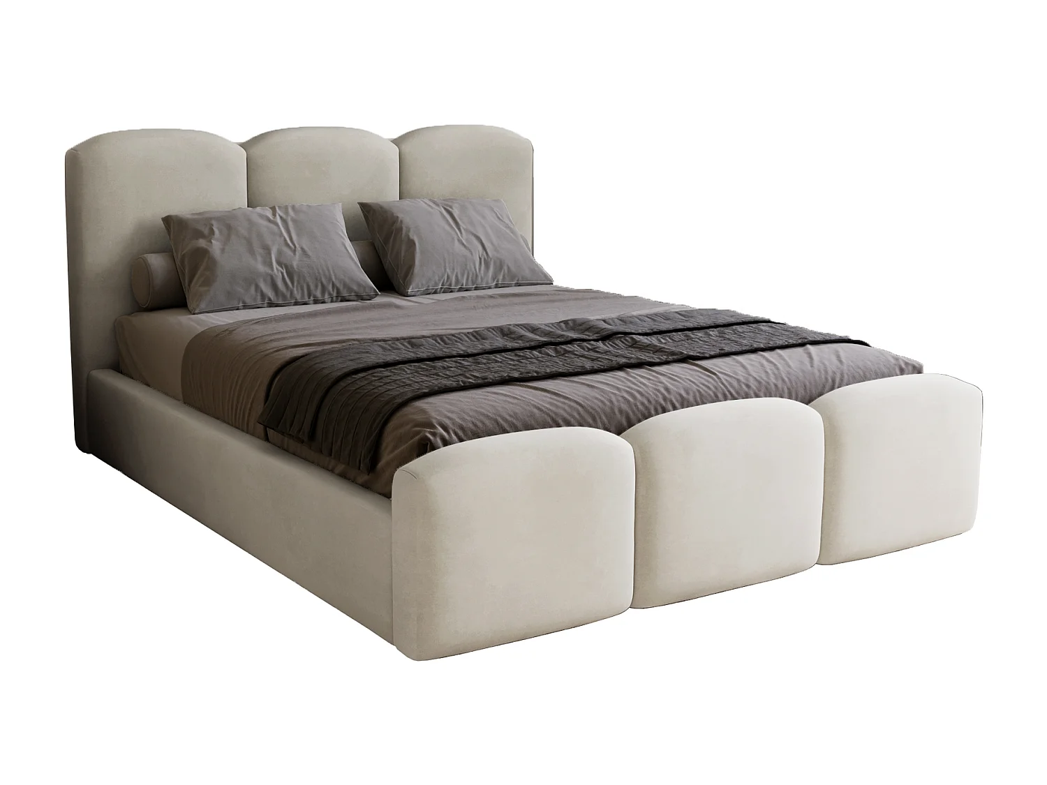 Polsterbett 180x200 Capri mit Bettkasten, Metall-Lattenrost - Samtstoff, Hellgrau (Magic Velvet 2218)