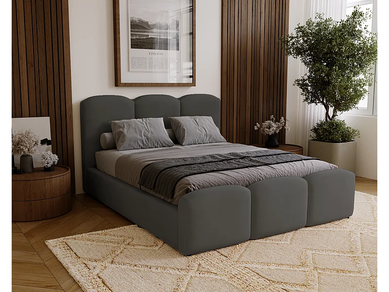 Gestoffeerd bed 200x200 Capri met lattenbodem - fluweel, Donkergrijs (Magic Velvet 2271)