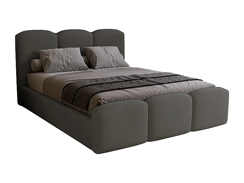 Polsterbett 180x200 Capri mit Bettkasten, Lattenrost - Samtstoff, Dunkelgrau (Magic Velvet 2271)