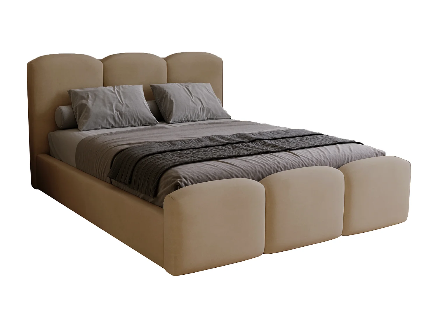 Polsterbett 200x200 Capri mit Bettkasten, Lattenrost - Samtstoff, Braun (Magic Velvet 2206)