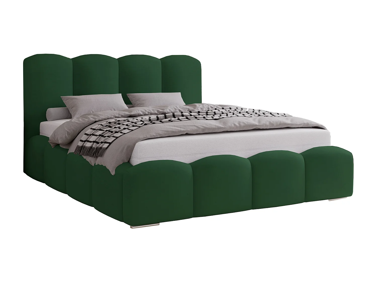 Lit adulte 180x200 Zenna - coffre de rangement, sommier - velours, Vert (Magic Velvet 2225)