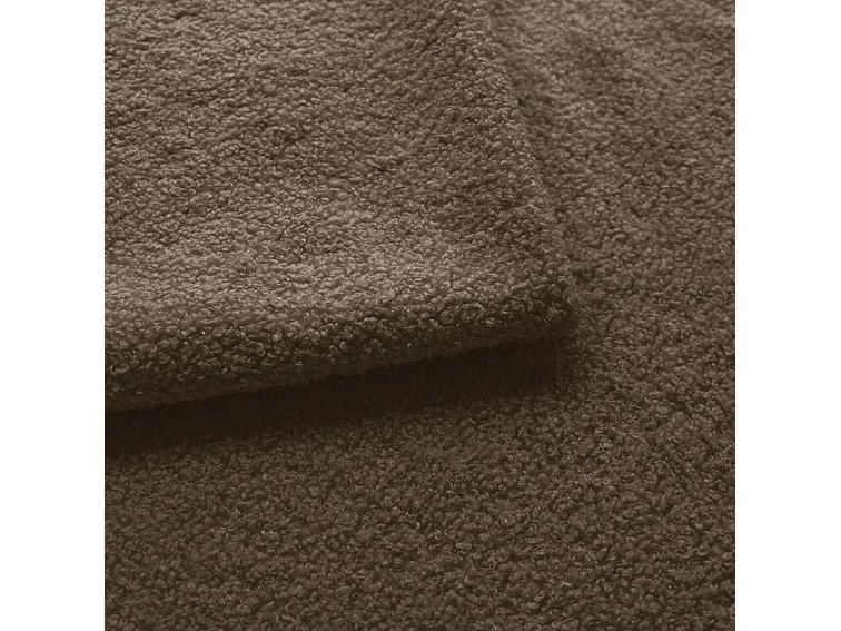 Lit adulte bouclé 200x200 Zenna - coffre de rangement, sommier - Brun (Lambi 4)