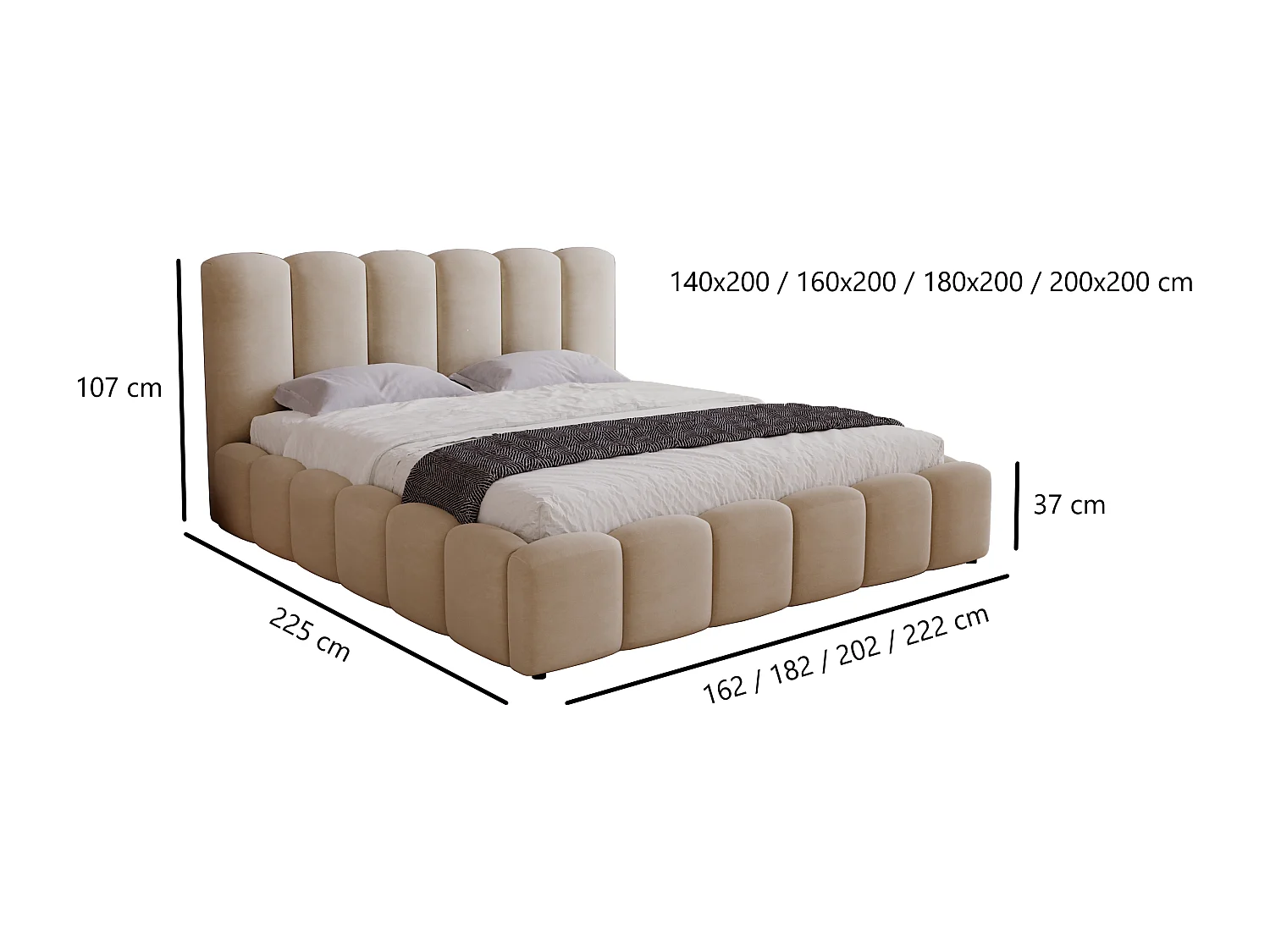 Polsterbett mit Bettkasten 180x200 Florent - Samtstoff, Metall-Lattenrost - Hellgrau (Magic Velvet 2218)