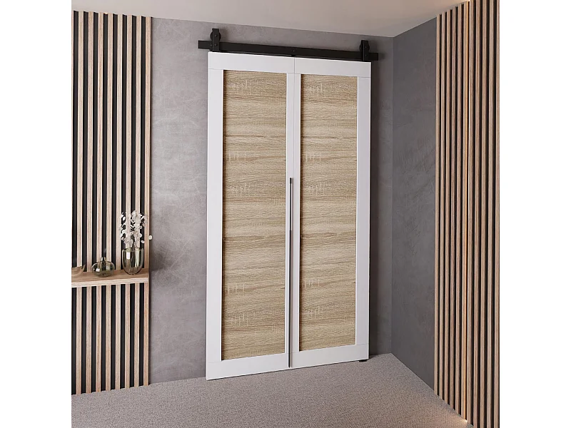 Portes coulissantes QUDIO M1 blanc + chêne Sonoma 90