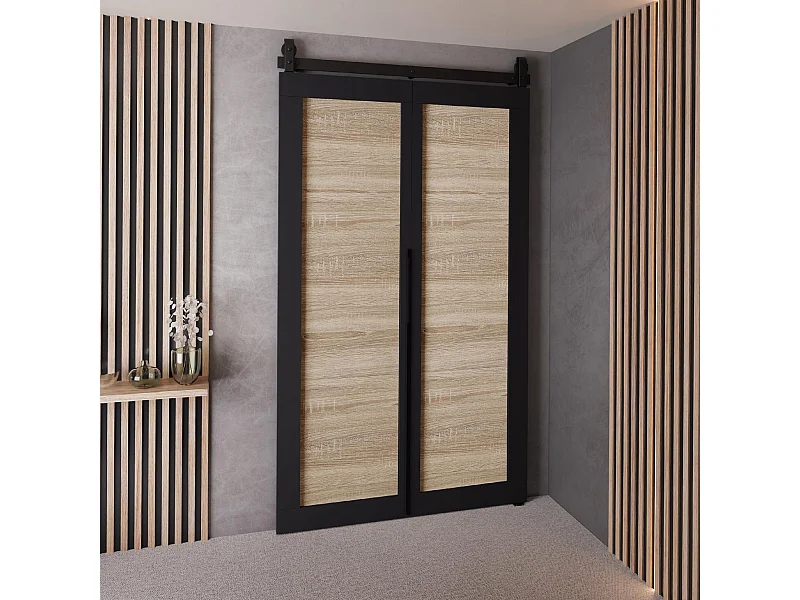 Schiebetür QUDIO M1 Schwarz + Eiche Sonoma 100
