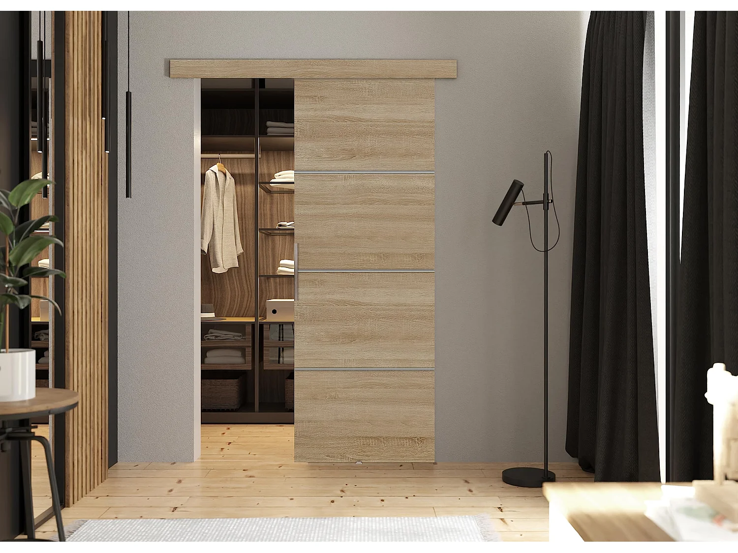 Schiebetür mit Abdeckleiste MALIBU PLUS 60 Eiche Sonoma