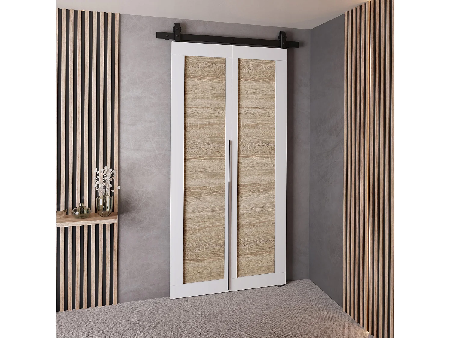 Portes coulissantes QUDIO M1 blanc + chêne Sonoma 80