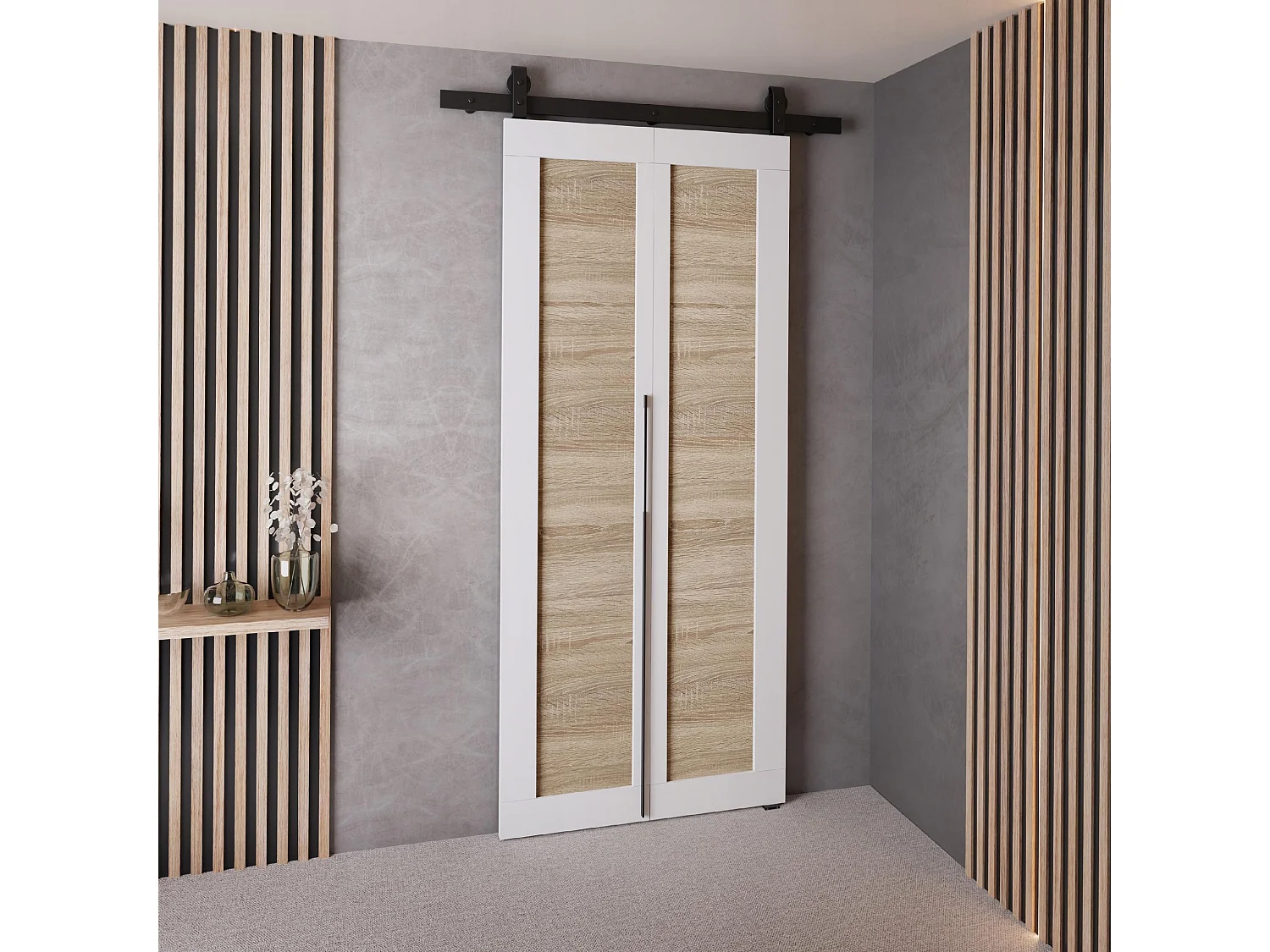 Portes coulissantes QUDIO M1 blanc + chêne Sonoma 70