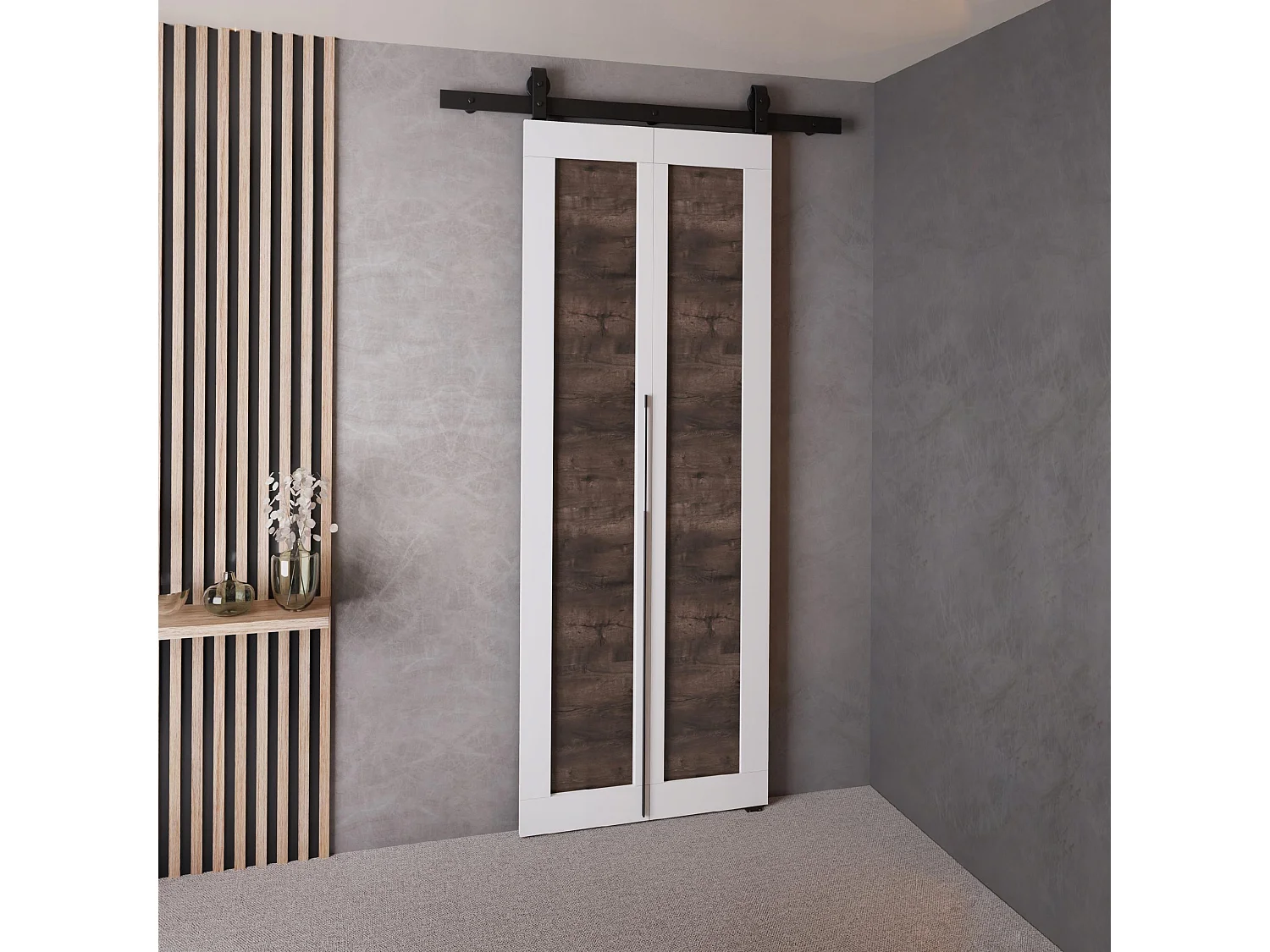 Portes coulissantes QUDIO M1 blanc + frêne foncé 60