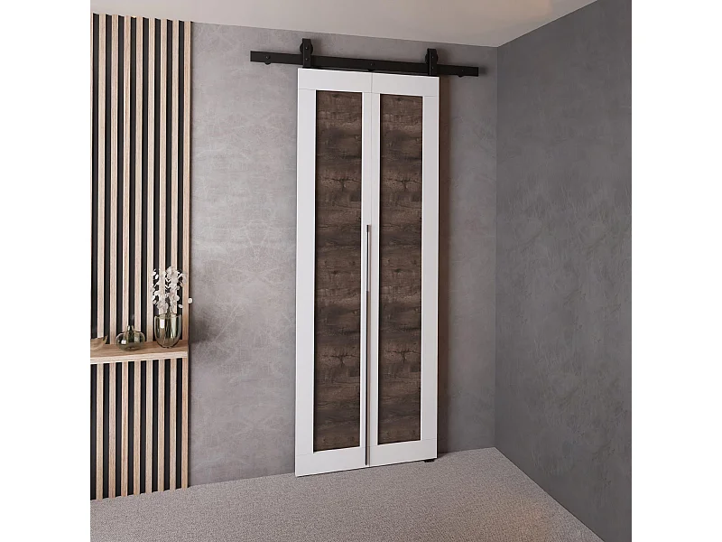 Portes coulissantes QUDIO M1 blanc + frêne foncé 60