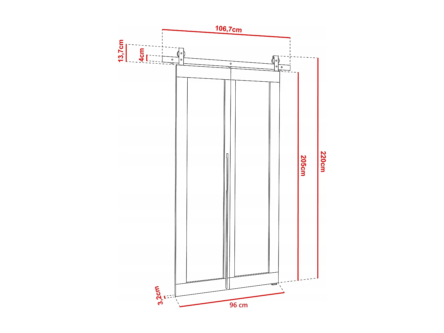 Schuifdeur QUDIO M1 wit + zwart 90