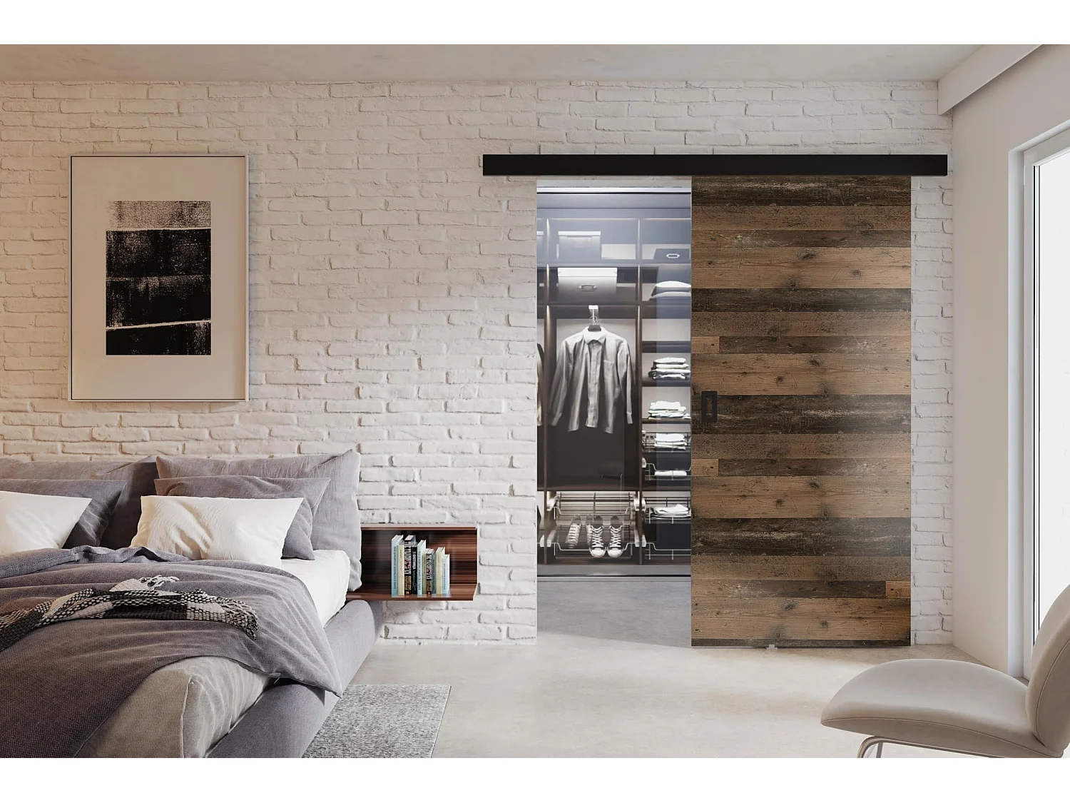 Schiebetür mit Abdeckleiste  WERDI 90 old style