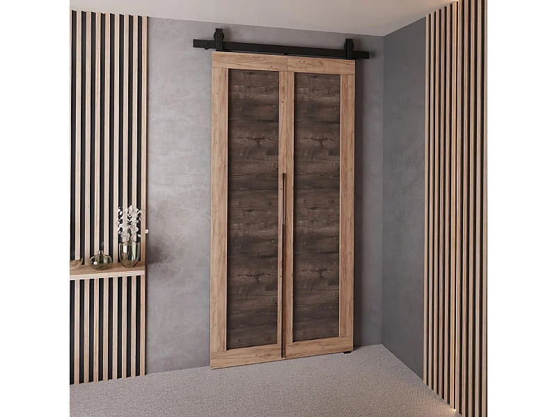 Schiebetür QUDIO M1 Eiche Craft Gold + dunkle Esche 80